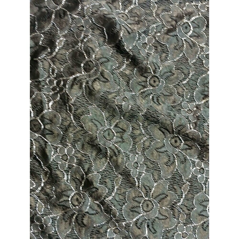 CAROLINA BELLE Women’s Black Lace Long Sleeve Blouse Size M Metallic Floral Shee - Picture 5 of 6